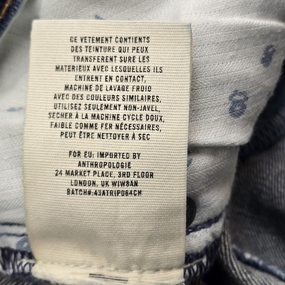 Pilcro Letterpress Jeans Womens 31 Blue Straight Striped Knee Patch Boho - Picture 10 of 15